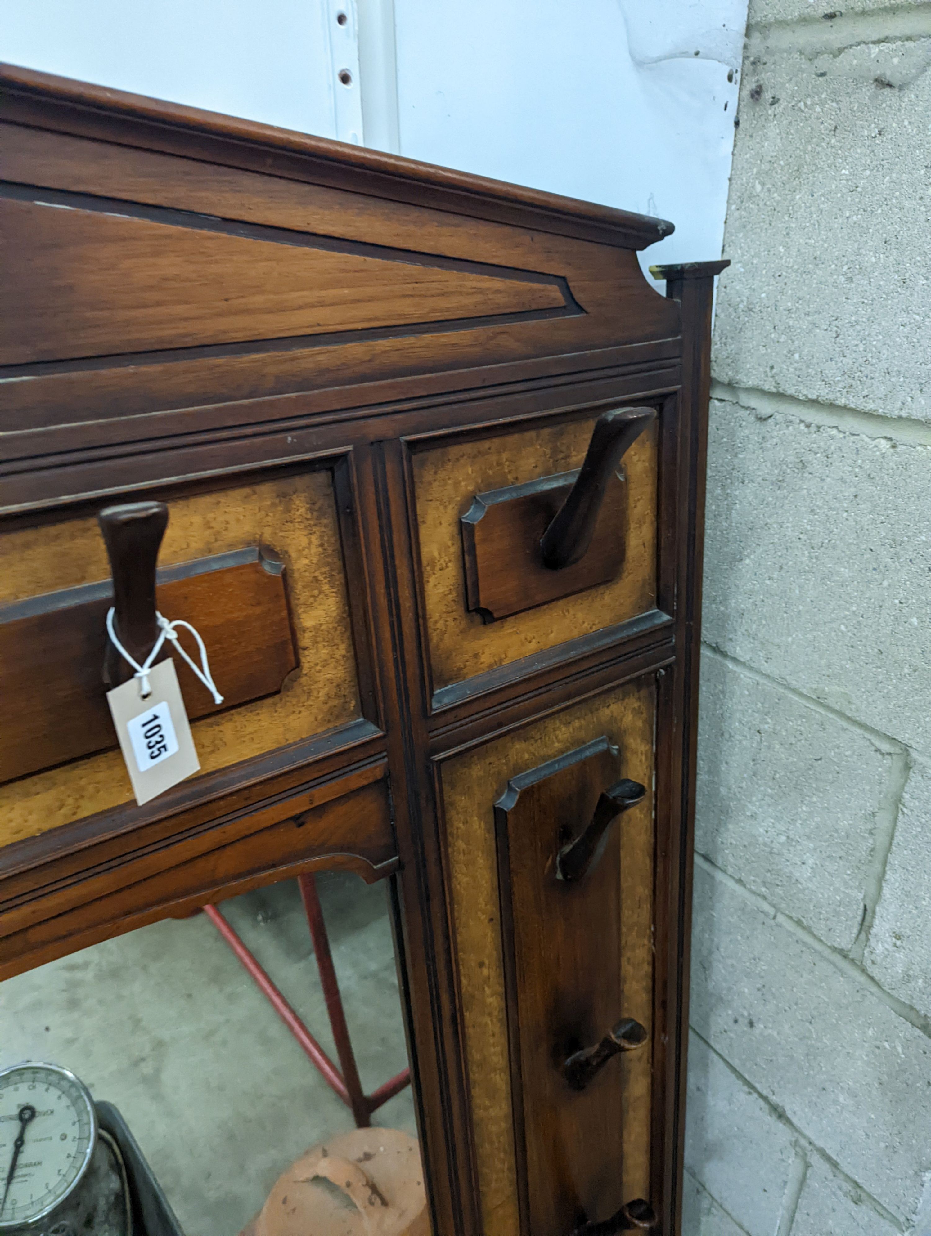 A 19th century Continental mahogany mirrored hall stand, width 107cm, height 135cm